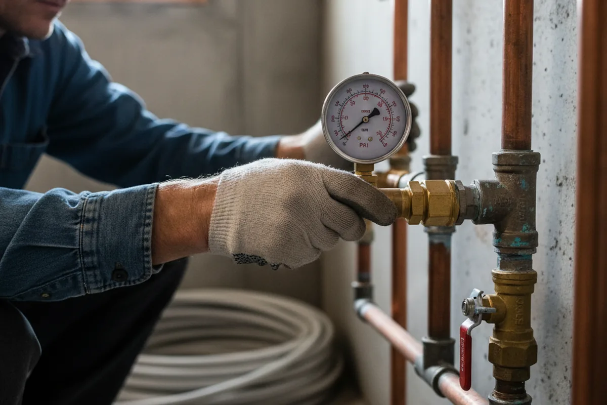 Pressure testing a repaired line during Water Line Repair in Clear Spring